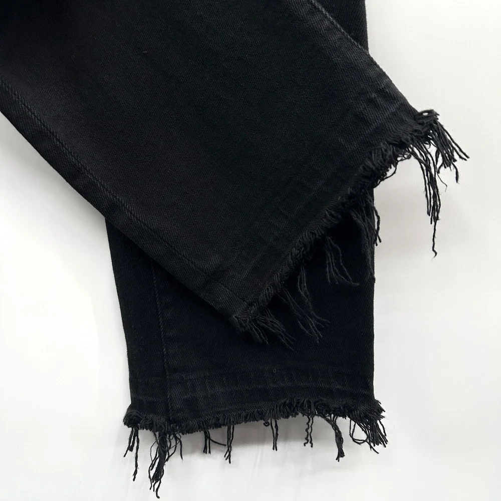 AYR The Rocker Straight Leg Crop Raw Hem in Magnetic Black Size 25 - Picture 9 of 13